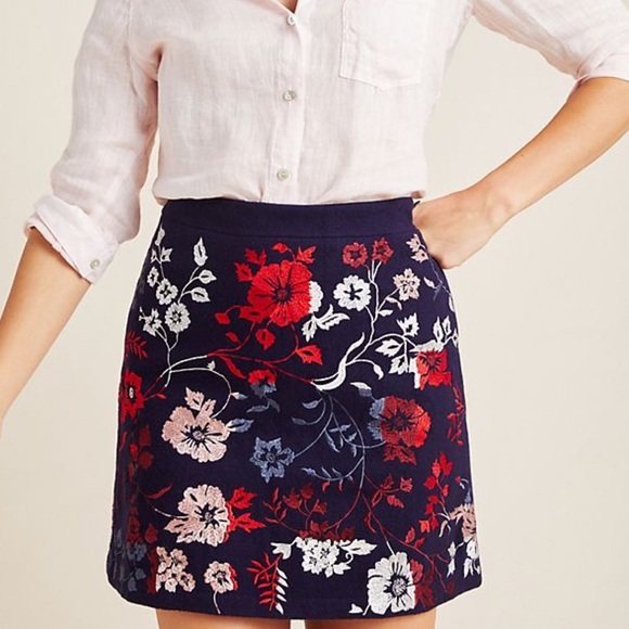 Anthropologie Alene Embroidered Sweater Skirt - Picture 4 of 6